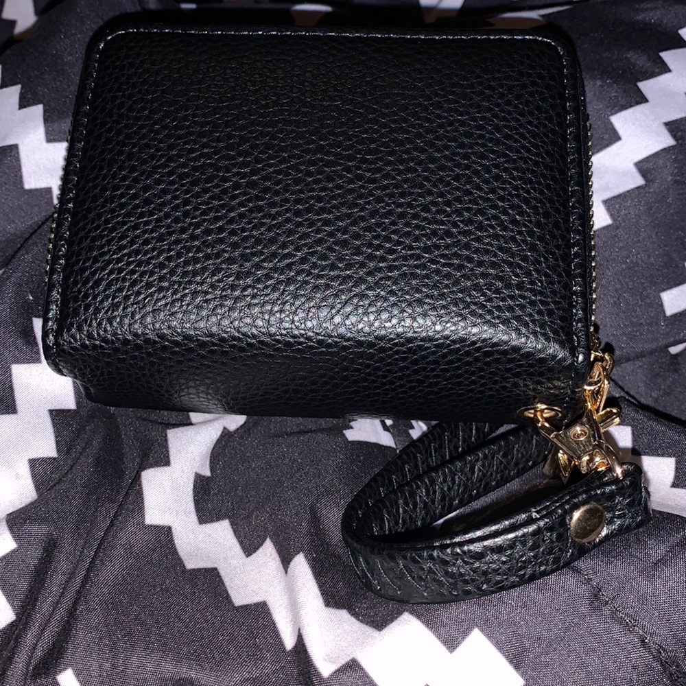 Black small double zipper wallet